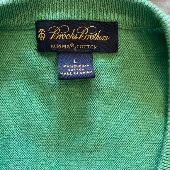 Men's Brooks Brothers V Neck 100% Supima Cotton Green Size Large - Picture 5 of 7